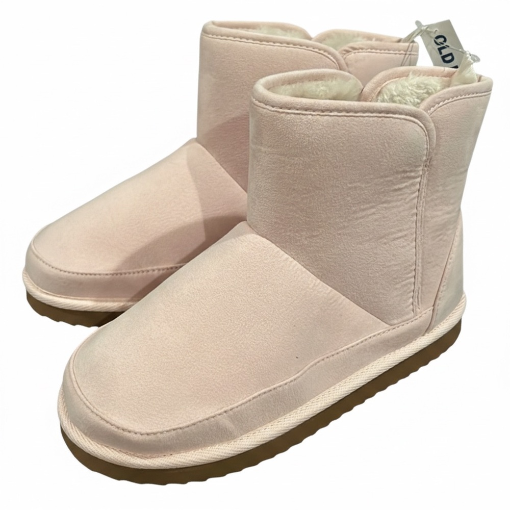 Old Navy Girls Pink Faux-Suede Sherpa Lined Winter Boots - Size 3 NWT